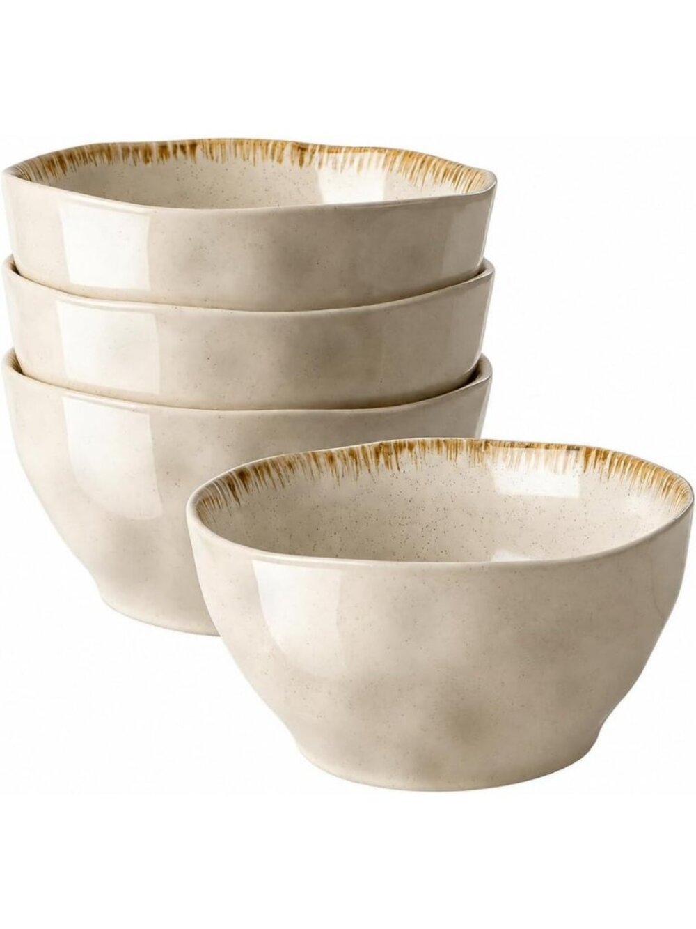 Large 30 oz Ceramic Soup & Salad Bowls Set of 4 - Deep, Dishwasher & Microwave